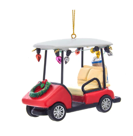 Golf Cart with Wreath Ornament by Kurt Adler