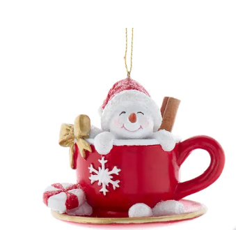 Snowman in a Teacup Ornament from Kurt Adler