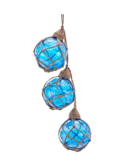 Glass and Twin Blue Buoy Float Ornament