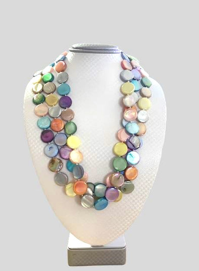 Mother of Pearl Pastel Coin Necklace