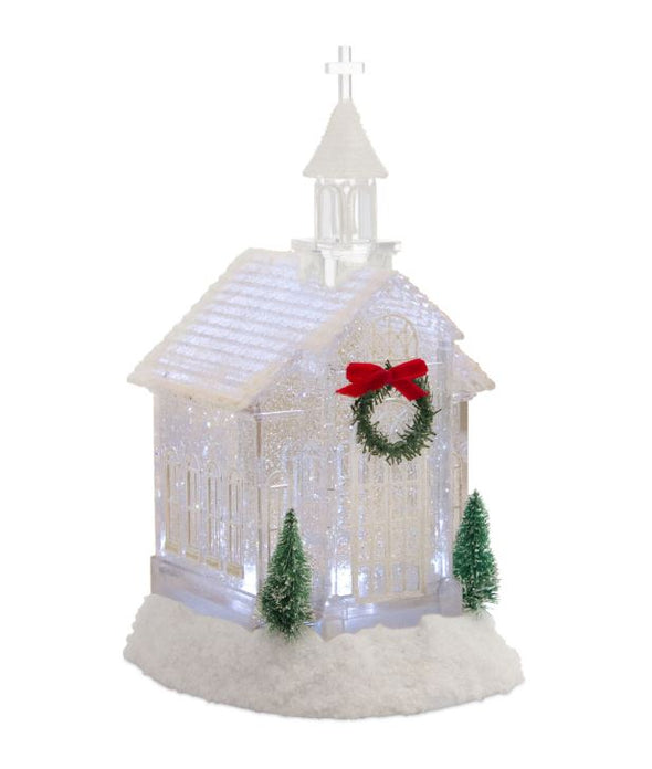 Lighted Snow Globe Church with 6-hour Timer