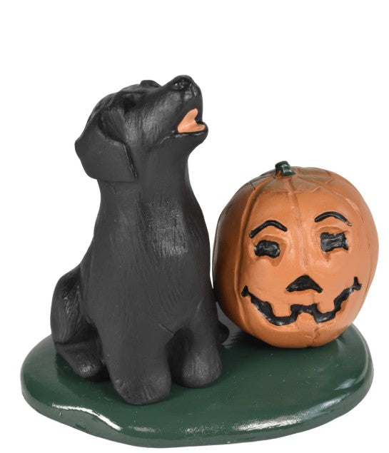 Singing Black Lab with Pumpkin from Byers' Choice