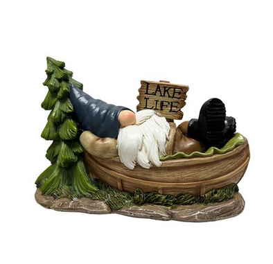 Lake Life Gnome in a Canoe