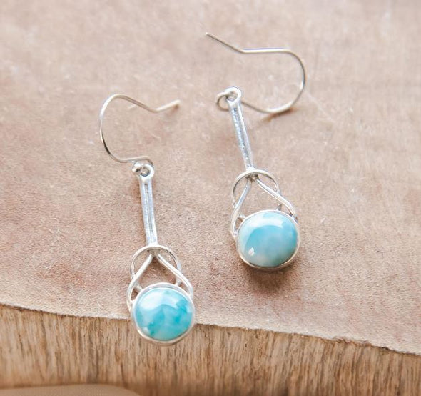 Larimar Infinity Earrings