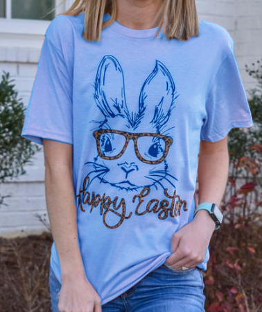 AQUA "Happy Easter" Leopard Bunny Rabbit Unisex T-Shirt