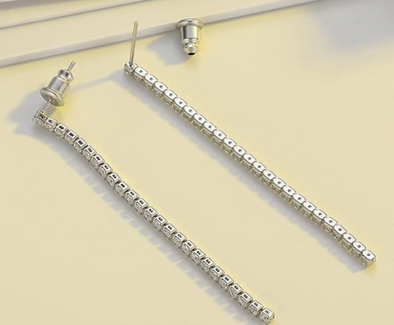 Long Statement Dangle Rhinestone Earrings