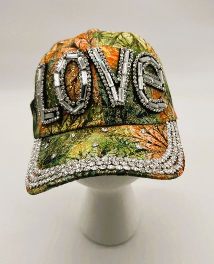 "Love" Floral Bling Cap