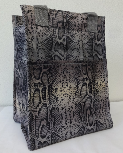 Insulated Gray Snakeskin Lunch Tote