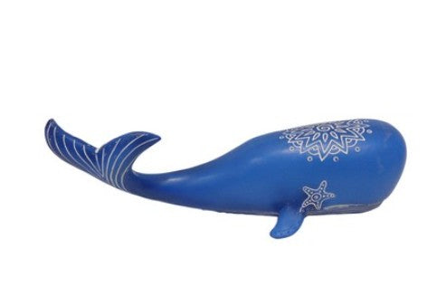 Wooden Deep Blue Mandala Whale Figurine