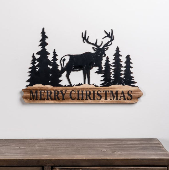 Merry Christmas Wood & Metal Sign