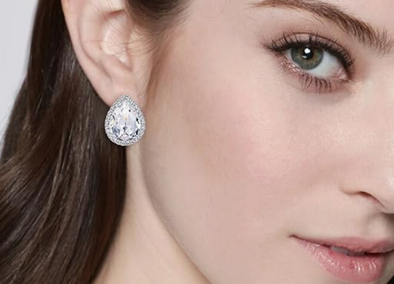 Pear Shape Cushion Cut Crystal Earrings