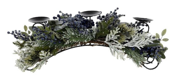 Frosted Pine Blueberry Centerpiece Candle Holder