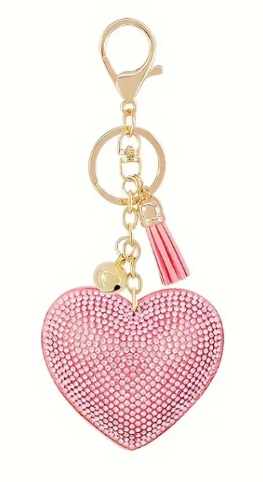 Bling Pink Heart Keychain