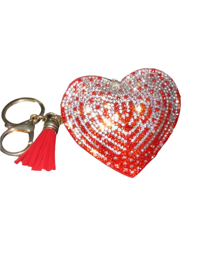 Crystal Rhinestone Red Heart Keychain