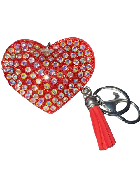 Crystal Rhinestone Red Heart Keychain