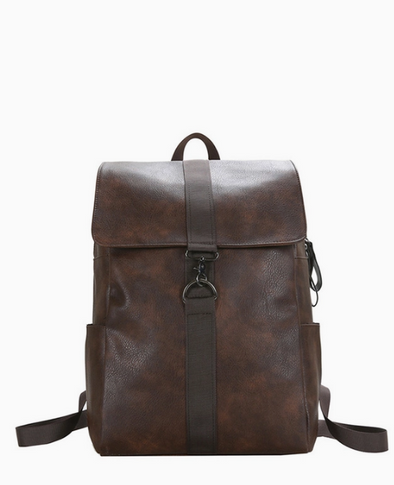 Vegan Leather Buckle Backpack