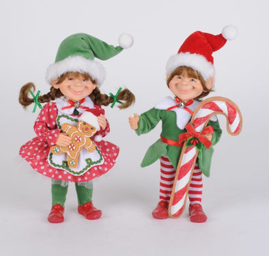 Red Polka Dot Candy Cane Elves by Karen Didion (Sold Separately)