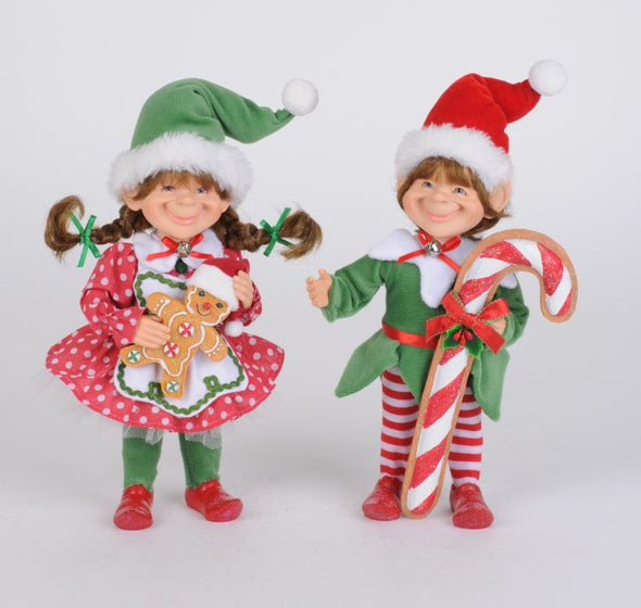 Red Polka Dot Candy Cane Elves by Karen Didion (Sold Separately)
