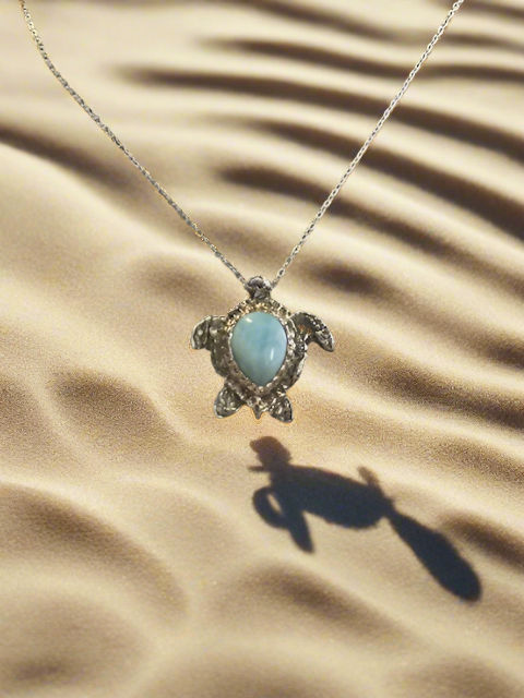 Larimar Turtle Pendant Necklace