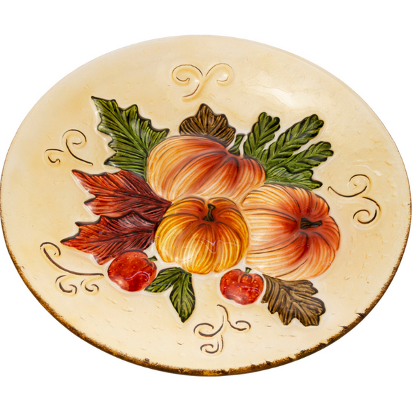 Pumpkins & Leaves Glass Serving Plate
