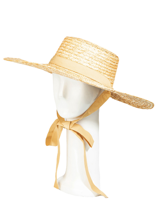 Raffia Straw Hat with Ribbon Chin Tie