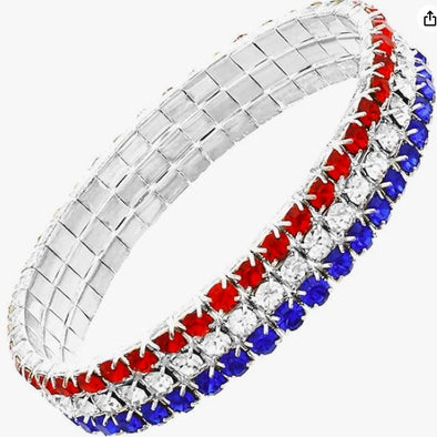 Red White & Blue Rhinestone Crystal Bracelet