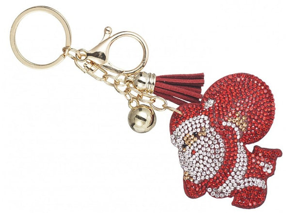 Santa Puff Rhinestone Keychain