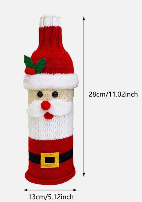 Santa or Snowman Knit Wine Bottle Cover (Sold Individually)