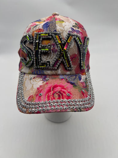 "Sexy" Floral Bling Cap