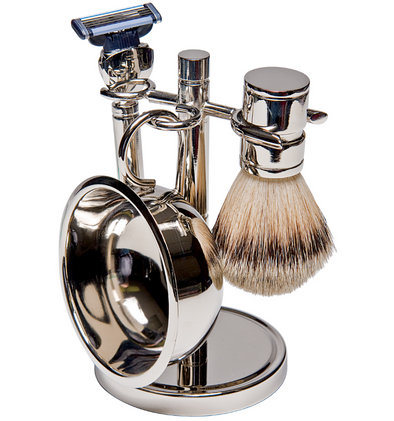 Silver Plated Shave Brush Set (5-Piece Set)