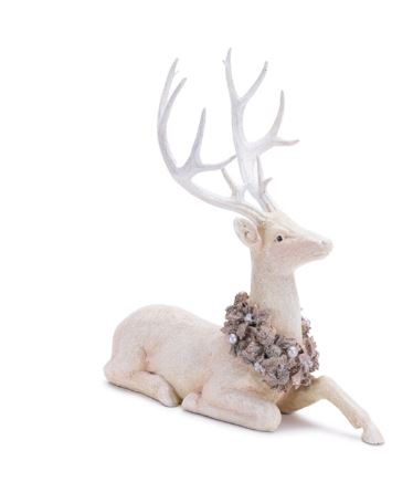 Beige Glitter Holiday Deer