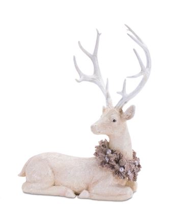 Beige Glitter Holiday Deer