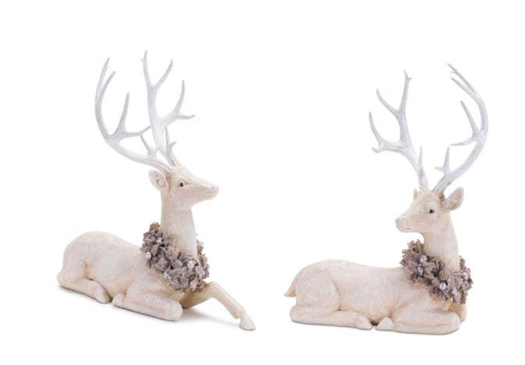 Beige Glitter Holiday Deer