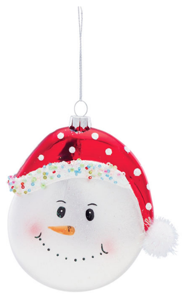 Glass Snowman with Hat Ornament