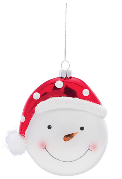 Glass Snowman with Hat Ornament
