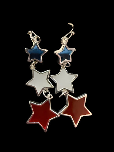 Red White & Blue Star Drop Earrings