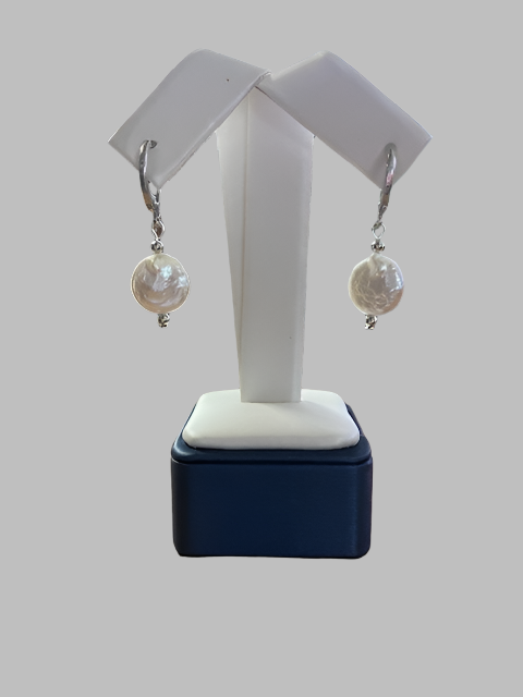 Mother of Pearl Coin Earrings