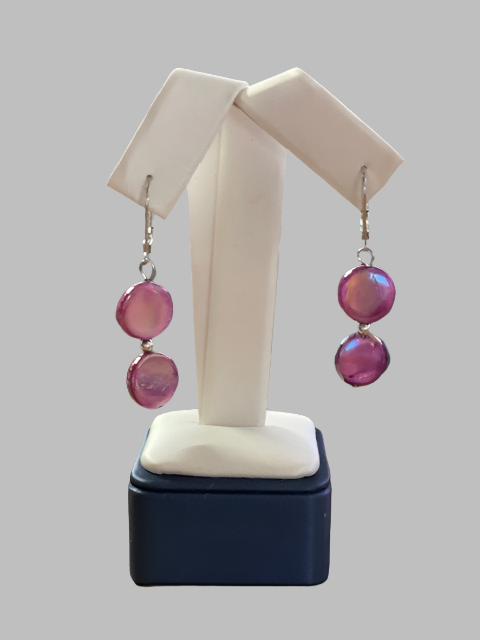 Mother of Pearl Double Coin Earrings