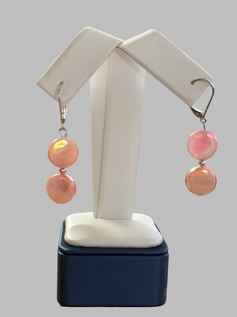 Mother of Pearl Double Coin Earrings