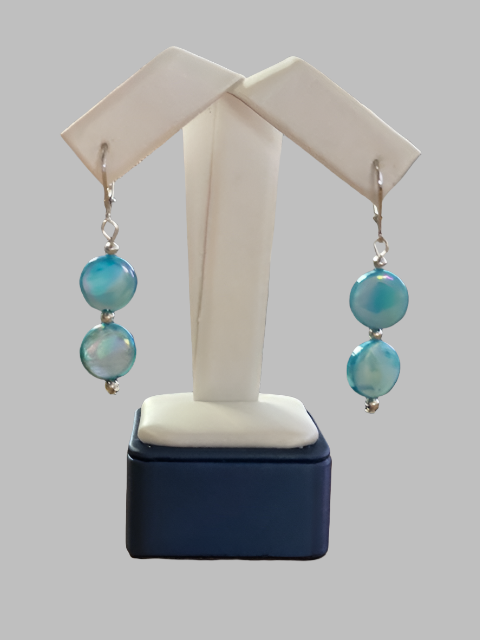 Mother of Pearl Double Coin Earrings