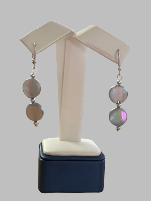 Mother of Pearl Double Coin Earrings