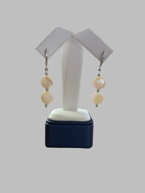 Mother of Pearl Double Coin Earrings