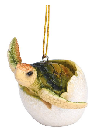 Hi-Gloss Baby Turtle Hatching Ornament