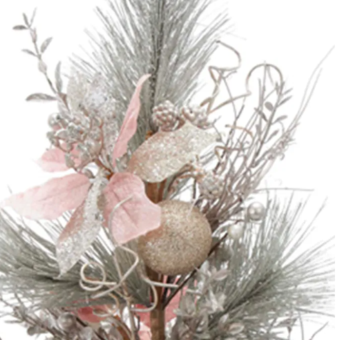 24" Unlit Pink and Gold Frosted Tree by Kurt Adler