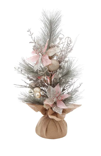 24" Unlit Pink and Gold Frosted Tree by Kurt Adler