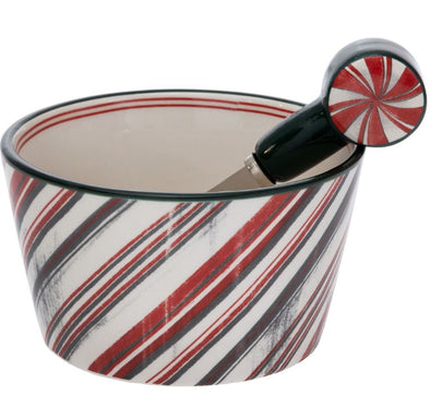 Vintage Peppermint Bowl & Spreader