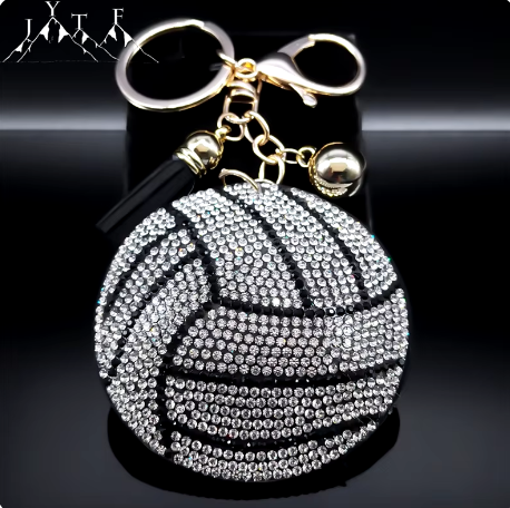 Bling Volleyball Keychain