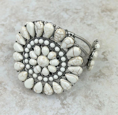 White Turquoise Concho Cuff Bracelet