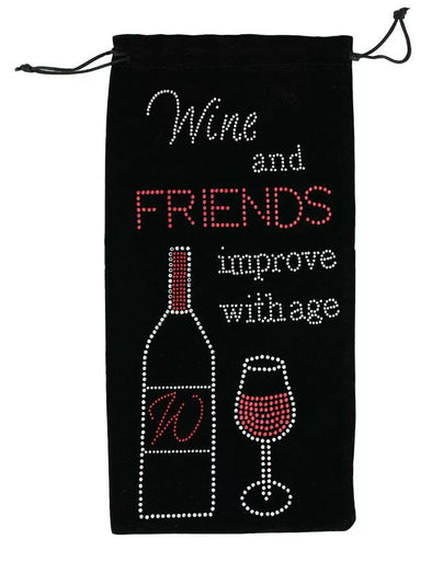"Wine and Friends Improve with Age" Wine Bag