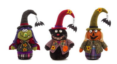 Green and Black Witch, Cat and Jack-O-Lantern Halloween Figure Decoration